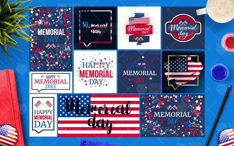 Download Фирменный стиль "Memorial Day Banners - Corporate Identity Template" / Memorial Day Banners - Corporate Identity Template - Фирменный стиль на тему графика lettering,card,typography,illustration,label,poster,design,template,sign,greeting,country,vector,text,sale,happy,abstract,holiday,badge,star,blue,event,election,background,red,white,anniversa