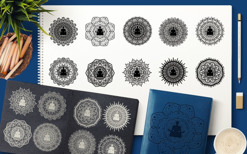 Download Фирменный стиль "Yoga In Mandala Set - Corporate Identity Template" / Yoga In Mandala Set - Corporate Identity Template - Фирменный стиль на тему графика hand-drawn,illustration,poster,design,vector,art,clipart,health,fitness,lifestyle,wellness,yoga,flower,background,drawing,banner,silhouette,character,element,meditation,relaxation,contour,out