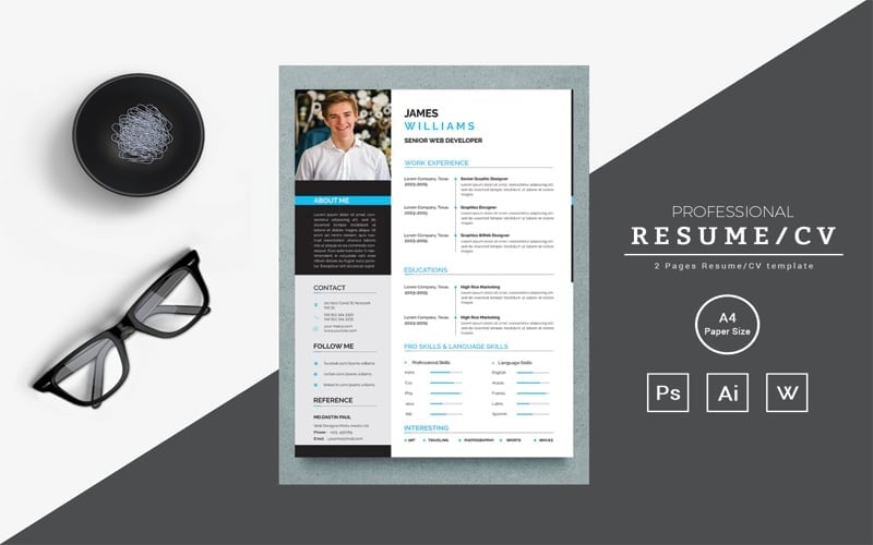 Kavin clean and creative word Resume Template