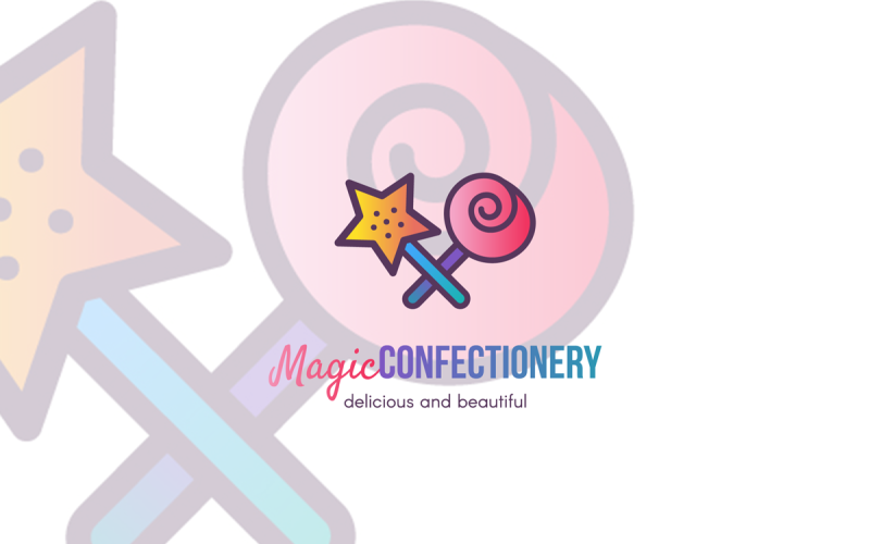 Download Шаблон логотипа "Magic Confectionery Logo Template" / Magic Confectionery Logo Template - Шаблон логотипа на тему графика vintage,logo,illustration,label,design,template,sign,sweet,food,cooking,baking,vector,boutique,love,round,logotype,stamp,fresh,holiday,logos,quality,badge,yellow,bakery,bar,cafe,shop,pink,col
