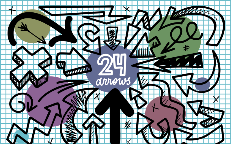 Download Фирменный стиль "24 Monocrome Sketched Arrows - Corporate Identity Template" / 24 Monocrome Sketched Arrows - Corporate Identity Template - Фирменный стиль на тему графика hand-drawn,illustration,design,sign,arrow,vector,color,collection,clipart,pack,business,background,black,white,graphic,icon,drawing,dart,cartoon,shape,element,line,contour,outline,set,doodle,