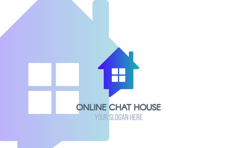 Download Шаблон логотипа "Online Chat House Logo Template" / Online Chat House Logo Template - Шаблон логотипа на тему графика modern,logo,illustration,design,template,sign,web,vector,brand,logotype,real,abstract,style,company,flat,creative,app,corporate,business,blue,technology,architecture,building,construction,soc