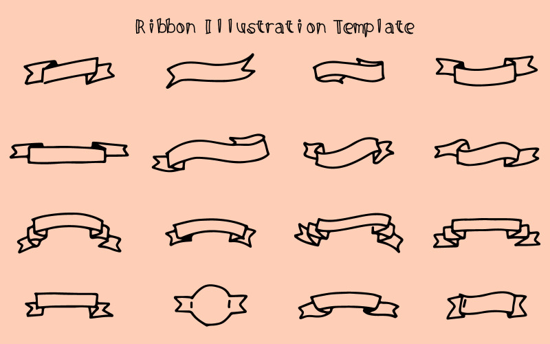 Download Иллюстрация "Ribbon template - Illustration" / Ribbon template - Illustration - Иллюстрация на тему графика ribbon,illustration,line,concept,banner,logo,doodle,template,bundle,black,vintage