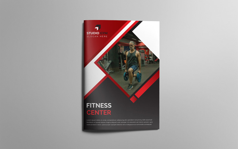 Download Фирменный стиль "Asphalt Gym Fitness Bifold Brochure Design - Corporate Identity Template" / Asphalt Gym Fitness Bifold Brochure Design - Corporate Identity Template - Фирменный стиль на тему графика magazine,catalog,corporation,folder,leaflet,profile,advertise,agency,booklet,report,annual,promotion,branding,flyer,bi,fold,brochure,marketing,print,advertising