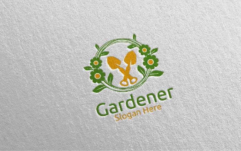 Modèle de logo de jardinier botanique Design 6