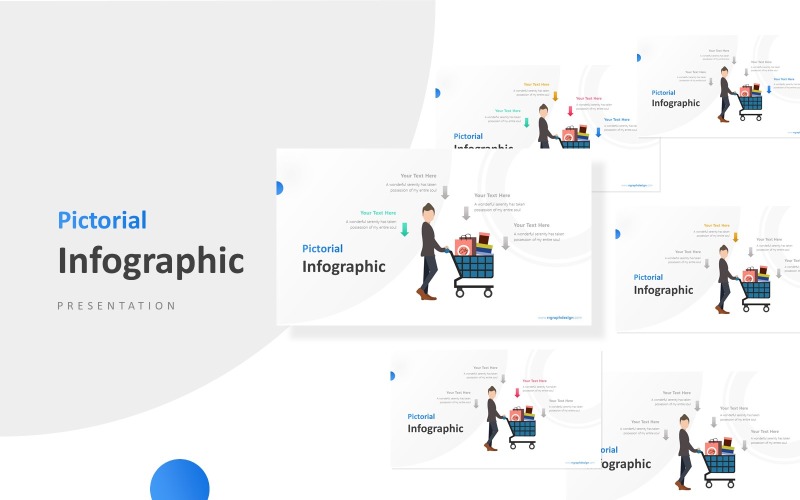 Carrello della spesa con modello di PowerPoint presentazione Infografica uomo d'affari