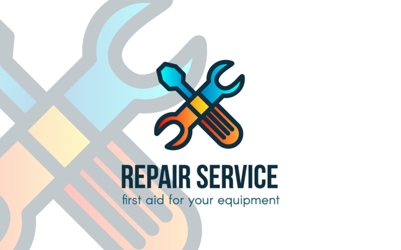 Download Шаблон логотипа "Repair Service Logo Template" / Repair Service Logo Template - Шаблон логотипа на тему графика card,modern,logo,illustration,design,template,sign,web,vector,brand,logotype,company,creative,business,orange,technology,building,construction,industry,tech,graphic,service,home,computer,icon