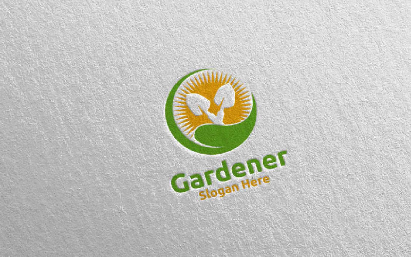Modelo de logotipo do Rise Botanical Gardener Design 7