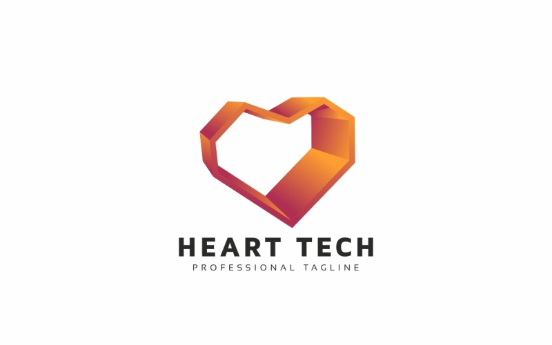 Шаблон логотипа Heart Tech