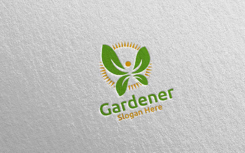 Bylinkový botanický zahradník Design 2 Logo šablona