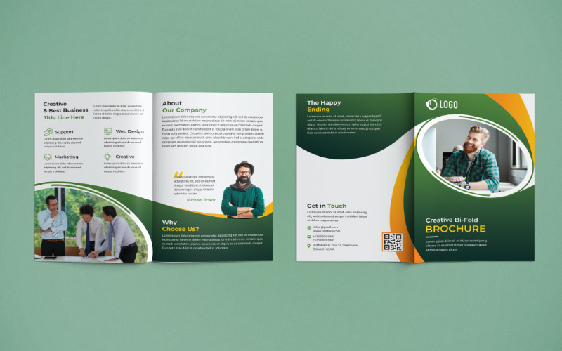Design de brochura de negócios bifold - modelo de identidade corporativa