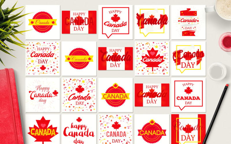 Download Фирменный стиль "Canada Day - Corporate Identity Template" / Canada Day - Corporate Identity Template - Фирменный стиль на тему графика calligraphy,card,typography,vintage,illustration,design,sign,greeting,country,vector,text,happy,holiday,event,decoration,history,background,red,vacation,icon,banner,leaf,flag,celebration,elem