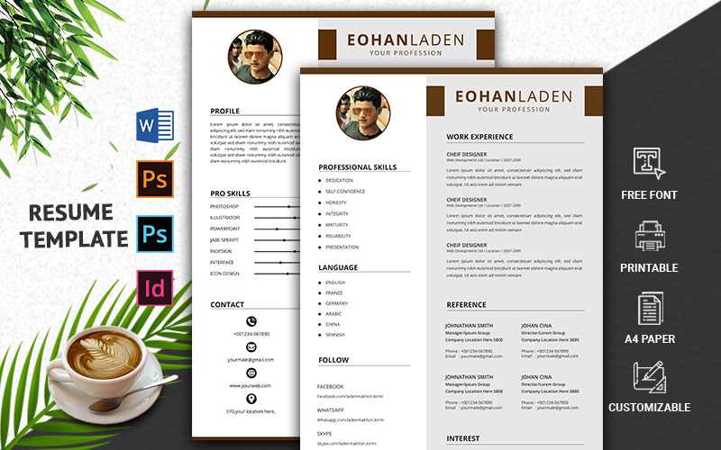 Download Резюме "Creative &amp; CV Resume Template" / Creative &amp; CV Resume Template - Резюме на тему графика cv,rsume,template,layered,a4,modern,minimal,letter,profational,creative,eaditable,word,indesign,cvdesign,docx,jobecv,elegent,professional,clean,&amp;amp;amp;