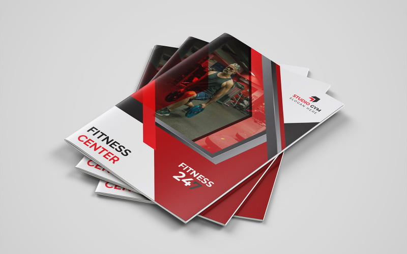 Фитнес-центр Bifold Дизайн брошюры. - Шаблон фирменного стиля