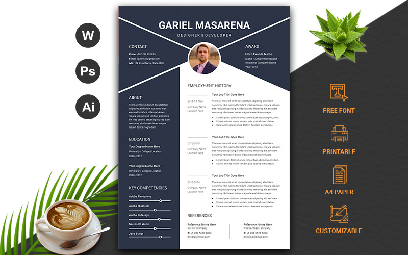Download Резюме "Modern Resume Template" / Modern Resume Template - Резюме на тему графика cv,rsume,template,layered,modern,minimal,letter,printable,lawyer,profational,creative,eaditable,word,indesign,cvdesign,docx,jobecv,elegent,portfolio,a4undefined