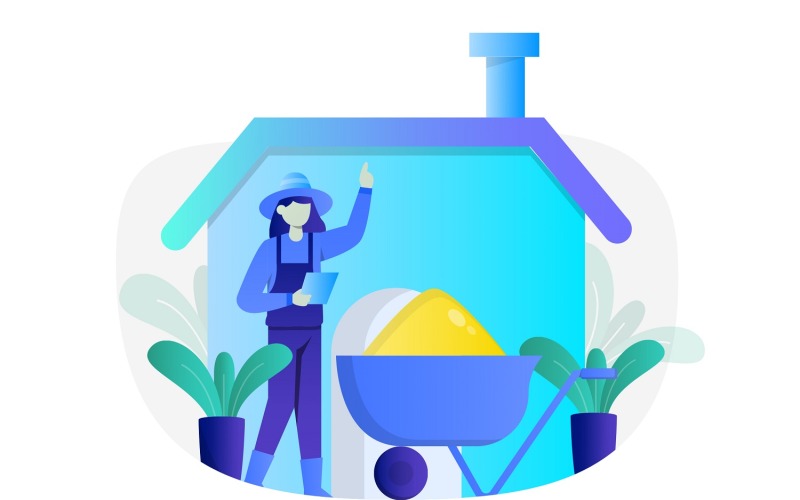 Farmer Concept Flat Illustration - Vector Image