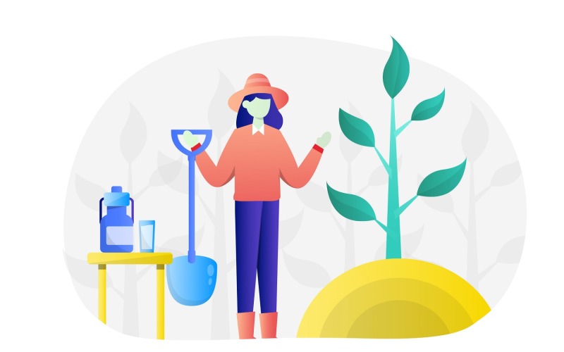 Farming Concept Flat Illustration - Vector Image