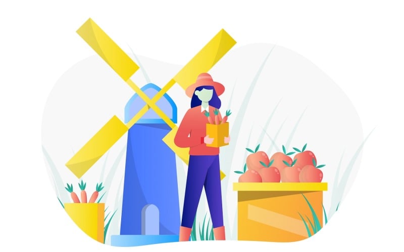 Download Vector "Farming Flat Design - Vector Image" / Farming Flat Design - Vector Image - Vector на тему графика illustration,flat,agriculture,farming,farm,field,plant,agricultural,nature,crop,farmer,harvest,organic,landscape,gardening