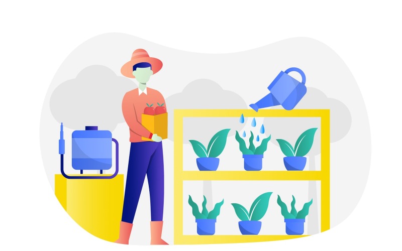 Download Vector "Gardening Flat Illustration - Vector Image" / Gardening Flat Illustration - Vector Image - Vector на тему графика illustration,flat,agriculture,farming,farm,field,plant,agricultural,nature,crop,farmer,harvest,organic,landscape,gardening