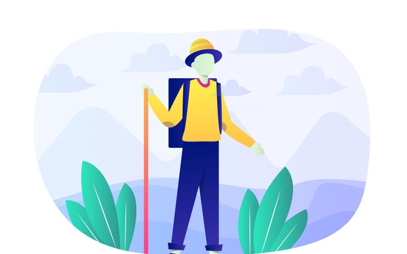 Download Vector "Hiking Flat Illustration - Vector Image" / Hiking Flat Illustration - Vector Image - Vector на тему графика illustration,vector,flat,extreme,sport,outdoor,adventure,lifestyle,graphics,competition,nature,air,travel,recreation,dangerous