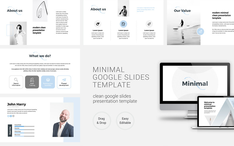 Minimalny czysty szablon prezentacji Google Slides