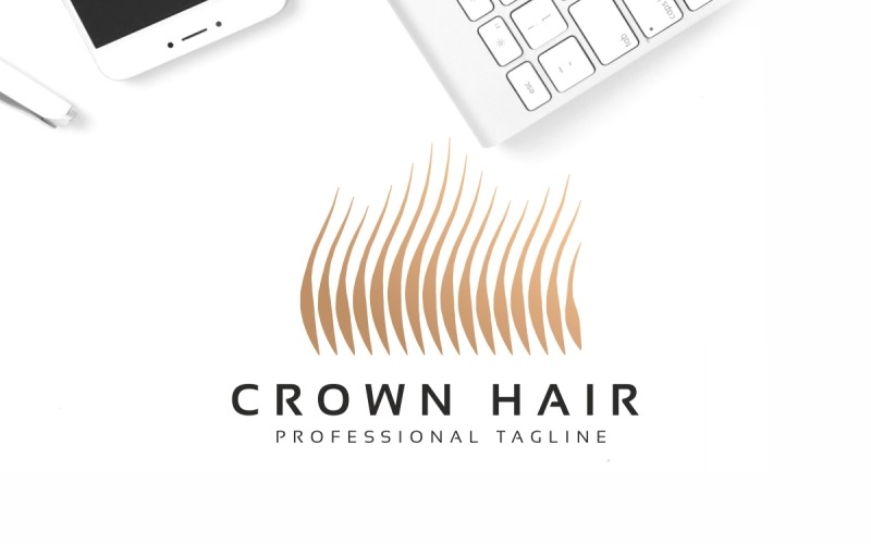 Modèle de logo de cheveux de couronne