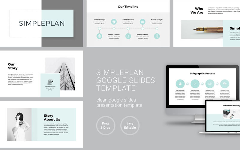 Modello di presentazione aziendale semplice piano Google Slides