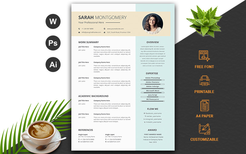 Download Резюме "Modern CV/ Resume Template" / Modern CV/ Resume Template - Резюме на тему графика cv,rsume,template,layered,modern,minimal,letter,printable,lawyer,profational,creative,eaditable,word,indesign,cvdesign,docx,jobecv,elegent,portfolio,word