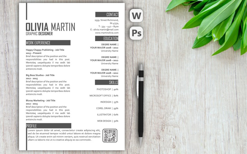 Download Резюме "Professional Resume Template" / Professional Resume Template - Резюме на тему графика resume,cv,resumetemplate,resumedesign,cleanresume,modernresume,cvdesign,cleancv,a4,professional,professionalresume,psd,doc,templateresume