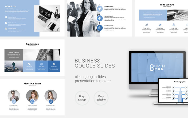 Pulisci il modello di presentazione minimale di Google Slides