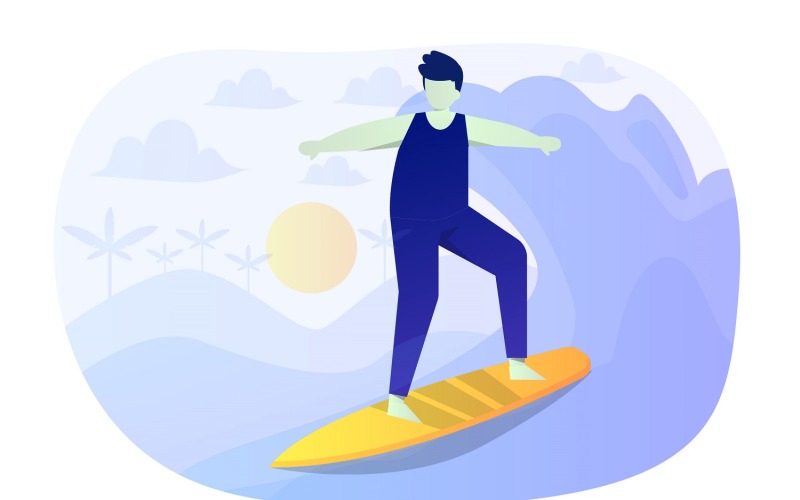 Surfing platt illustration - vektorbild