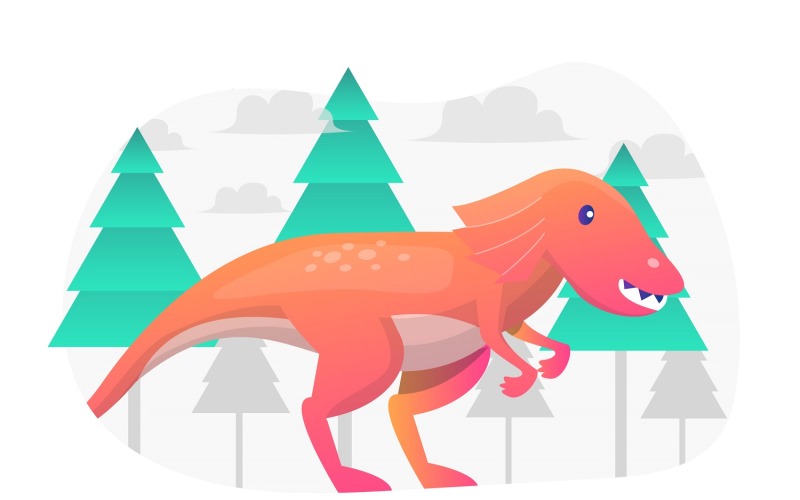 Illustrazione Piatta Concetto Dinousaur - Immagine Vettoriale
