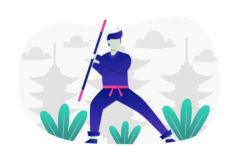 Illustrazione Piatta Concetto Ninja - Immagine Vettoriale