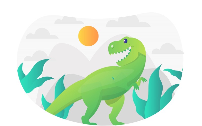 Płaskie Ilustracja Tyrannosaurus Rex - Grafika wektorowa