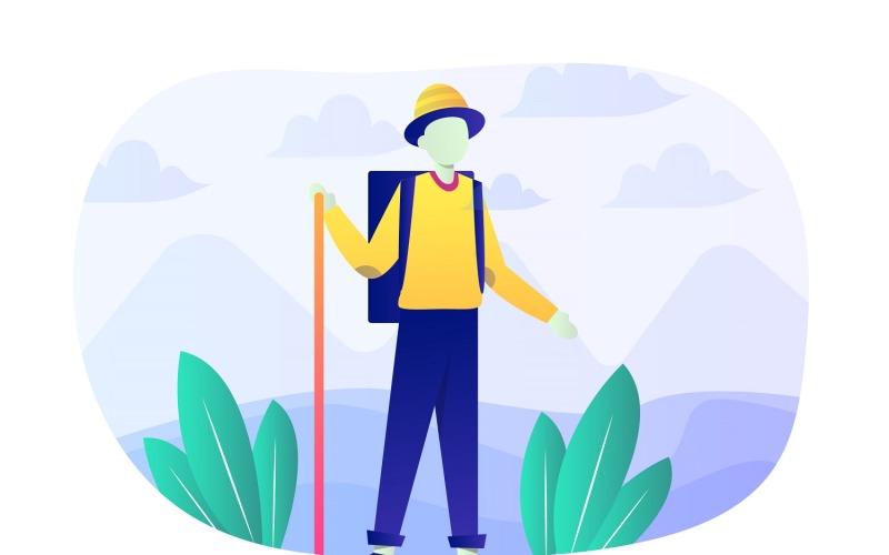 Wandernde flache Illustration - Vektorbild