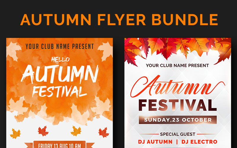 Download Фирменный стиль "Autumn Flyer Bundle - Corporate Identity Template" / Autumn Flyer Bundle - Corporate Identity Template - Фирменный стиль на тему графика autumn,fall,flyer,festival,thanksgiving,day,bundle,colorful,seasonal,party,leaf,watercolor