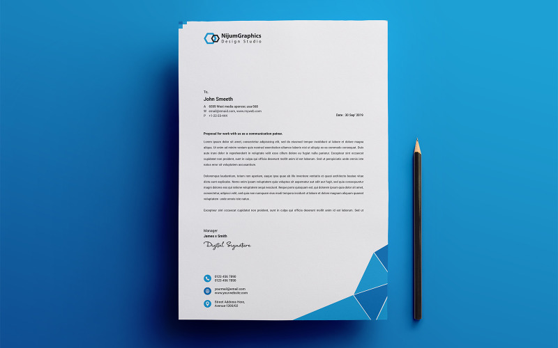 Download Фирменный стиль "Modern Letterhead - Corporate Identity Template" / Modern Letterhead - Corporate Identity Template - Фирменный стиль на тему графика a4,blue,letterhead,brand,branding,business,clean,corporate,identity,creative,dark,design,geometric,template,modern,orange,presentation,professional,psd,stationery