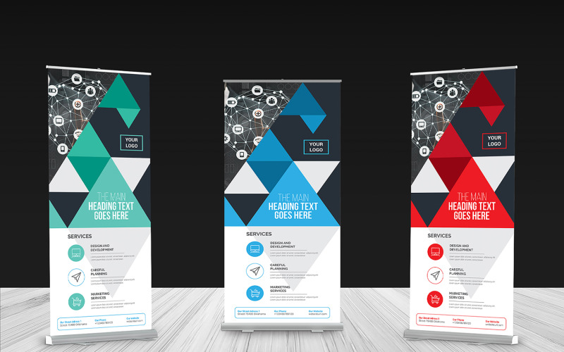 Download Фирменный стиль "Roll-up Banner - Corporate Identity Template" / Roll-up Banner - Corporate Identity Template - Фирменный стиль на тему графика ad,advert,advertisement,banners,blue,bundle,business,clean,company,corporate,creative,design,display,global,illustrator,indesign,marketing,modern,multipurpose,photoshop