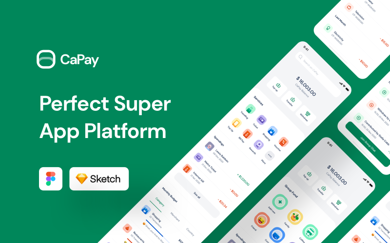 Download UI элементы "CaPay Wallet iOS UI Kit " / CaPay Wallet iOS UI Kit  - UI элементы на тему графика wallet,payment,digital,ios,ui,kit,template,super,app,shopping,food,delivery,figma,sketch,trending,carrotlabs
