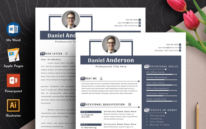 Download Резюме "Clean &amp; Professional Editable Word Apple Pages Cv Resume Template" / Clean &amp; Professional Editable Word Apple Pages Cv Resume Template - Резюме на тему графика resume template,cv design,creative,ms word,clean cv,word resume,apple pages,curriculum vitae,biodata,cover letter,job application,modern,professional,infographic,powerpoint template,docx,simp