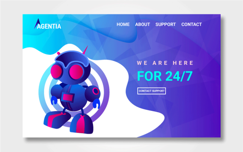 Download Иллюстрация "Cute Robot and Website Header - Illustration" / Cute Robot and Website Header - Illustration - Иллюстрация на тему графика illustration,robot,cute-robot,graphics,ui,header,design,ux