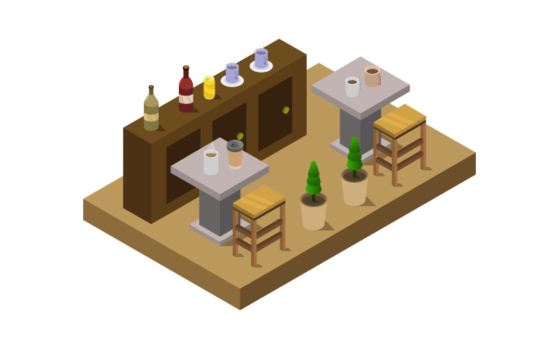 Download Vector "Isometric Bar on White Background - Vector Image" / Isometric Bar on White Background - Vector Image - Vector на тему графика pub,illustration,liquid,room,restaurant,set,isometry,table,vector,design,beverage,flat,interior,shelves,bottle,icon,concept,object,wine,indoor