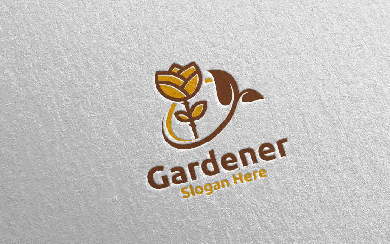 Modello di Logo di Rose Botanical Gardener Design 15