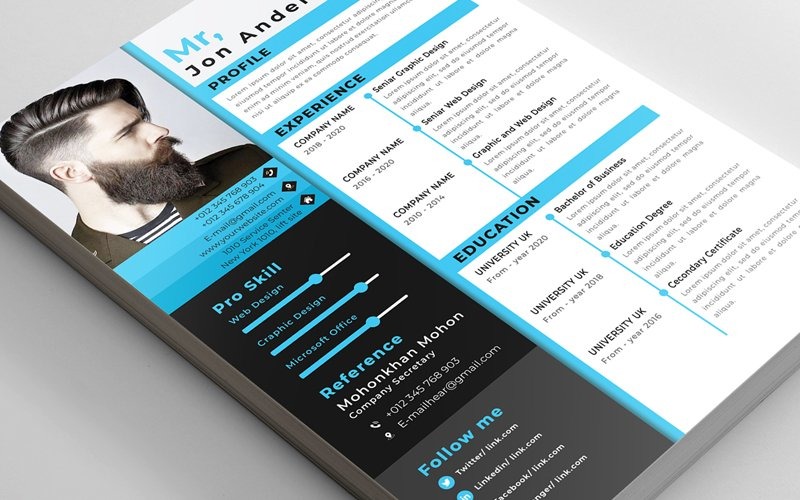 Download Резюме "Mr jon Andersone Resume Template" / Mr jon Andersone Resume Template - Резюме на тему графика a4,award,awards,clean,cv,resume,creative,curriculum,vitae,template,design,employment,hobbies,icons,indesign,job,letter,minimalist,modern,photoshop