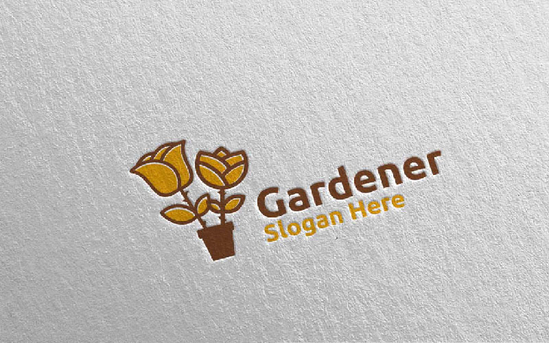 Modèle de logo de conception de jardinier botanique rose 16