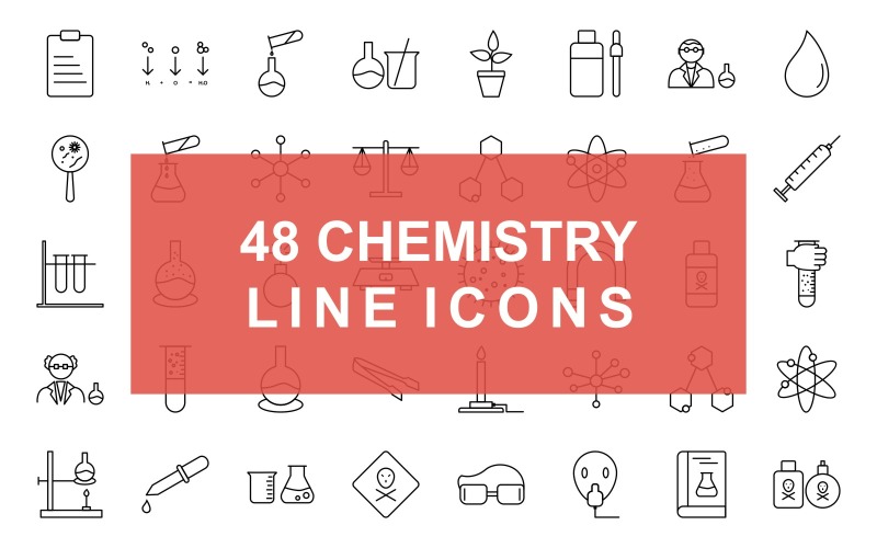 Chemistry Line Black Icon Set