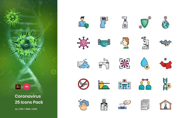 Download Набор иконок "Coronavirus Disease Pack Icon Set" / Coronavirus Disease Pack Icon Set - Набор иконок на тему графика coronavirus,medical,epidemic,disease,virus,pandemic,pneumonia,china,medicine,infection,flu,microbiology,wuhan,vaccine,corona