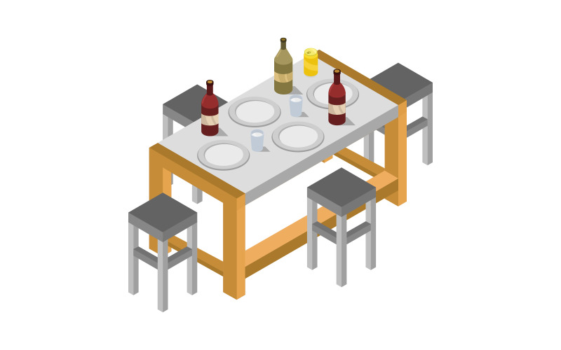 Download Vector "Isometric Kitchen Table - Vector Image" / Isometric Kitchen Table - Vector Image - Vector на тему графика illustration,kitchen,cooking,vector,stove,design,isolated,background,cooker,equipment,isometric,white,object,household,tool,metal,electric,cook,set,utensil