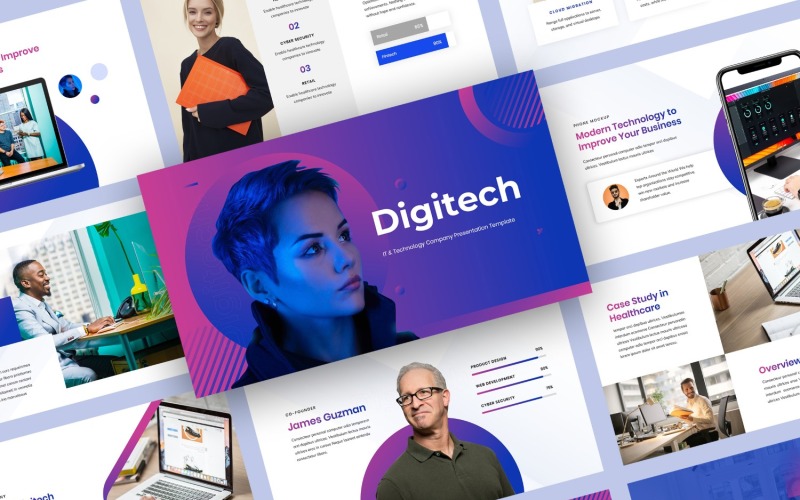 IT és technológiai vállalat bemutató PowerPoint sablon