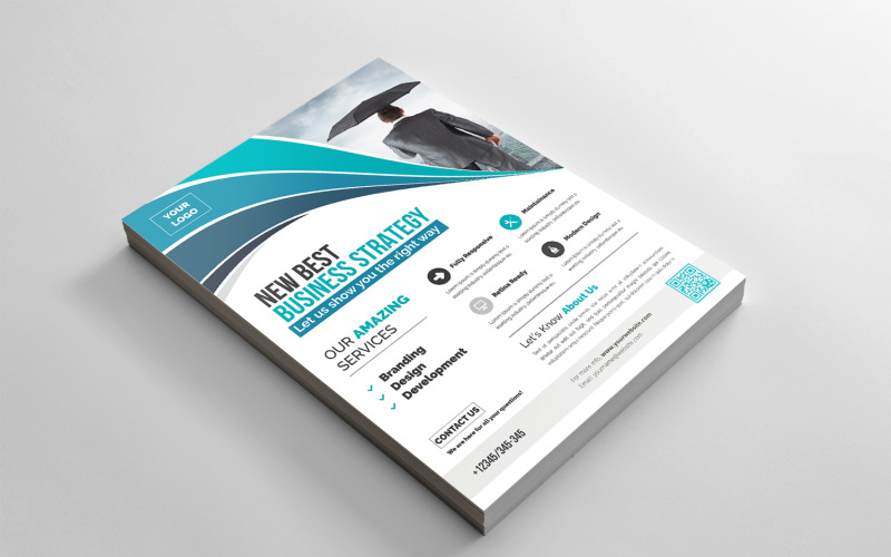 Download Фирменный стиль "Modern Wavy Flyer - Corporate Identity Template" / Modern Wavy Flyer - Corporate Identity Template - Фирменный стиль на тему графика black,blue,design,creative,flyer,graphic,modern,official,print,ready,professional,simple,standard,web,white